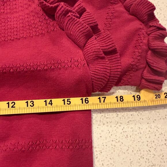 Calligraphie Burgundy Wine Red Ruffle Sleeve Knit Top Romantic Cottagecore Large - Picture 7 of 8